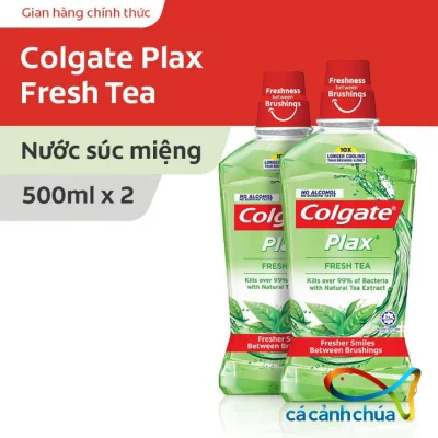 Combo 2 nước súc miệng Colgate diệt 99% vi khuẩn Plax trà xanh 500ml