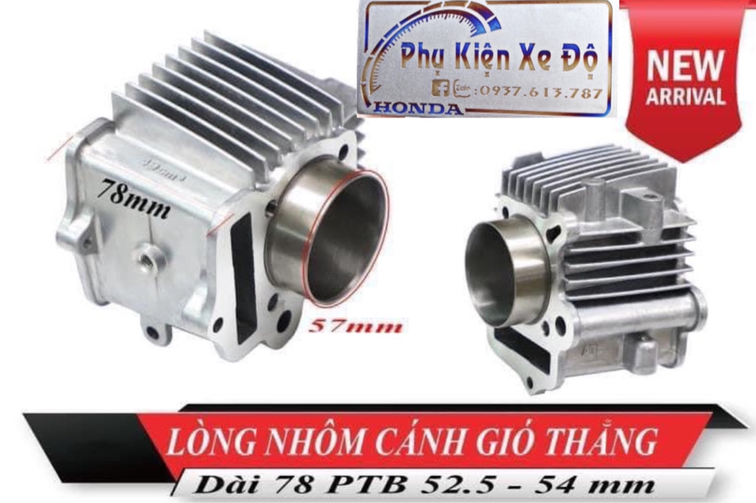 lòng nhôm 67 dài 78mm piston 52.5 54mm