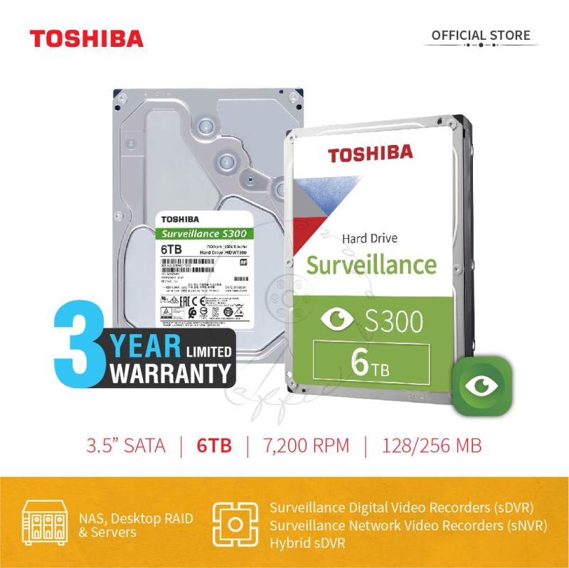 Bảng giá Ổ cứng Camera Toshiba S300 6TB Surveillance Chính Hãng Phong Vũ