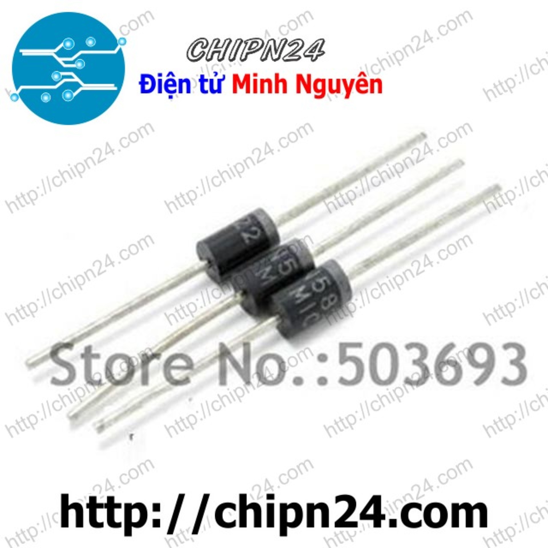[5 con] (KG2) Diode 1N5822 DIP DO-27 3A 40V (5822) [Diode xung]