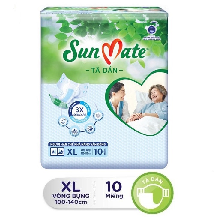 Combo 4 gói Tã dán Sunmate size XL10 (10 miếng x4) tã dán người lớn