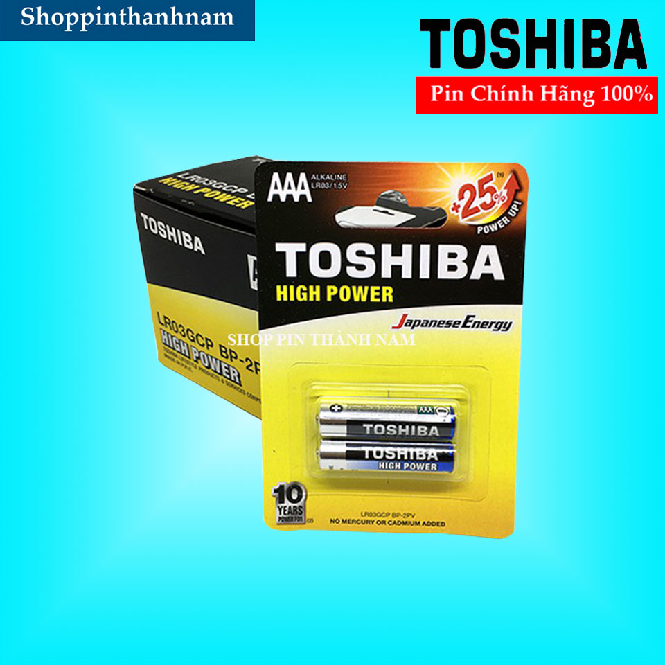 Pin AAA Toshiba Alkaline 1,5V Đũa LR03 Vỉ 2 Viên Chính Hãng