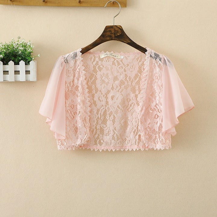 [HCM]Áo khoác ren form ngắn phối tay voan