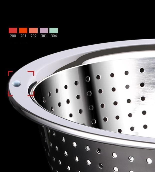 Bộ thau rổ đựng rau củ ( Rổ Inox 304 thau nhựa  ) - 27x10cm ( ĐK : 23cm )