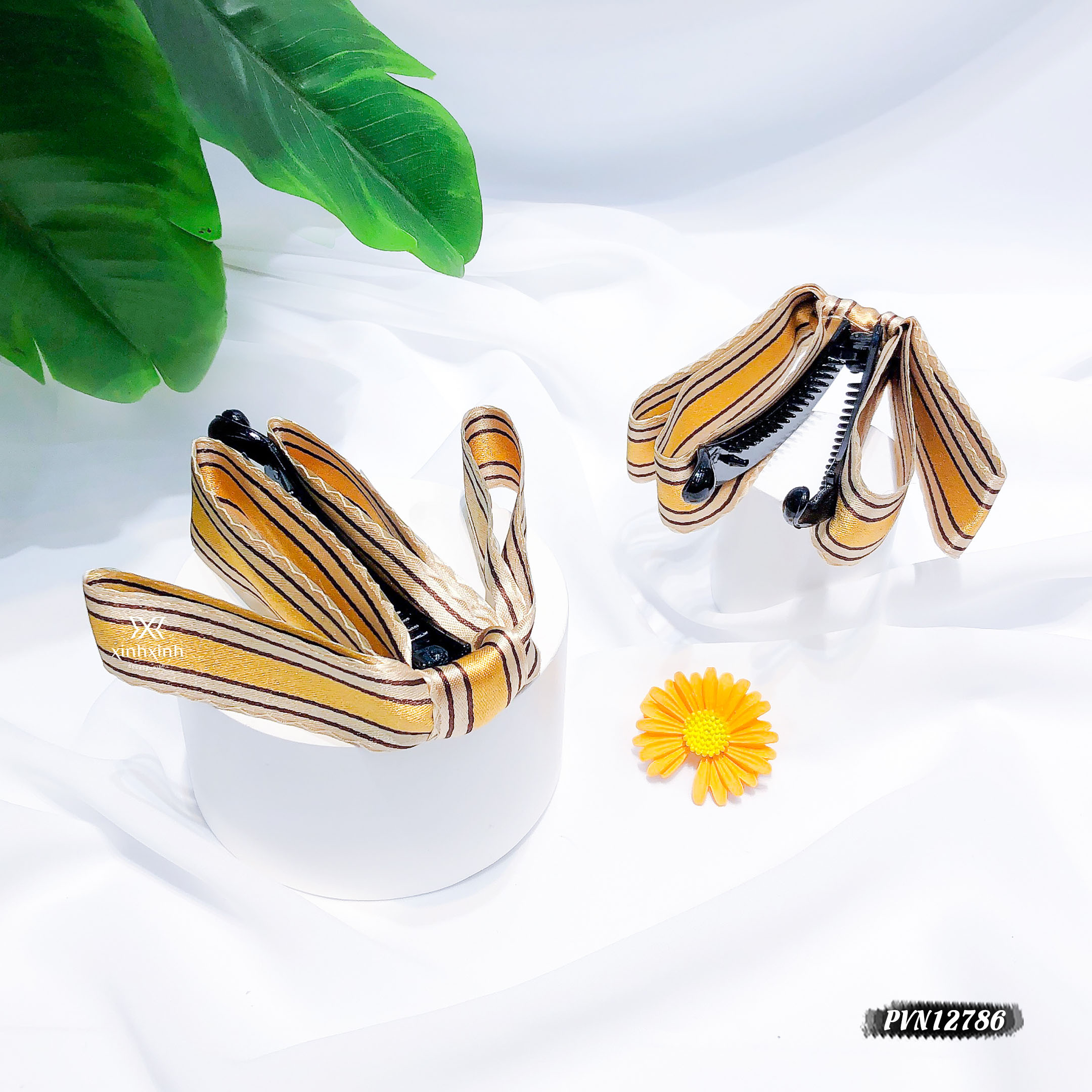 Kẹp tóc, cặp tóc dọc làm phồng nơ kẻ rủ - Xinh Xinh Accessories