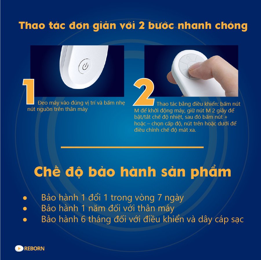 Máy mát xa cổ gáy hiệu Reborn Hàn Quốc (màu đỏ đô)