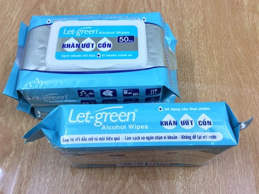KHĂN ƯỚT CỒN LET GREEN 50 MIẾNG/ BAO