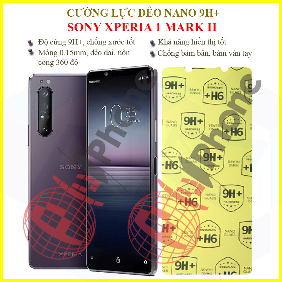 Dán cường lực dẻo nano trước, sau, camera Sony Xperia 1 Mark II
