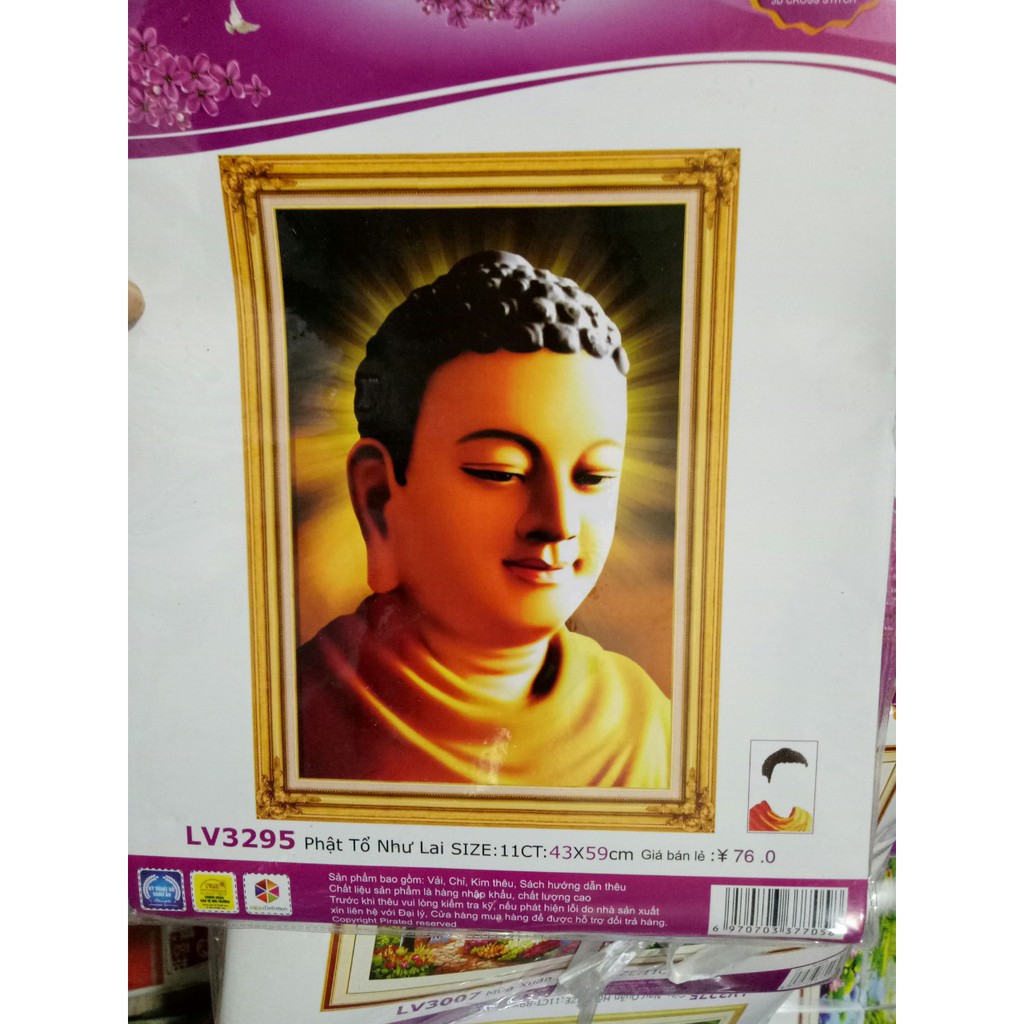 Tranh thêu chữ thập phật lv3295 - tự thêu