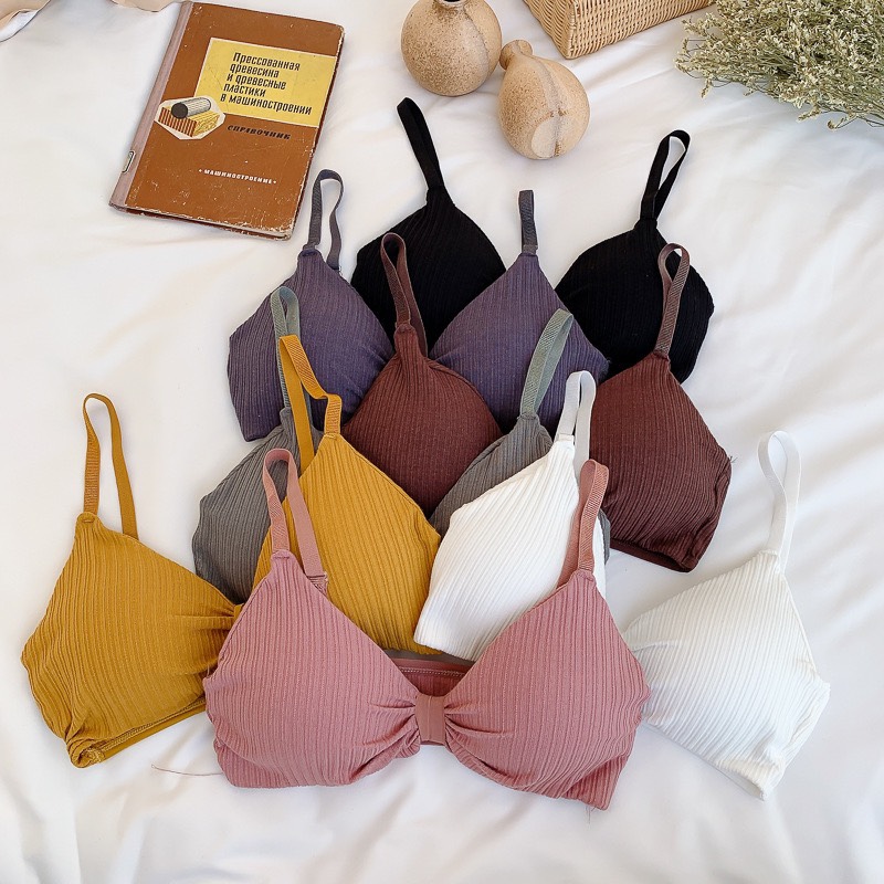 Áo Ngực, Áo Bra Len Tăm Hình Nơ XINH XẮN Không Gọng, Áo Ngực,Áo Lót Nữ - áo ngực nữ đẹp thoáng mát vào mùa hè  DLN68