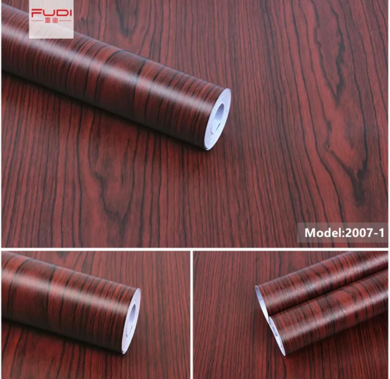 Cuộn 5m giấy dán tường ván nâu đỏ khổ 45cm