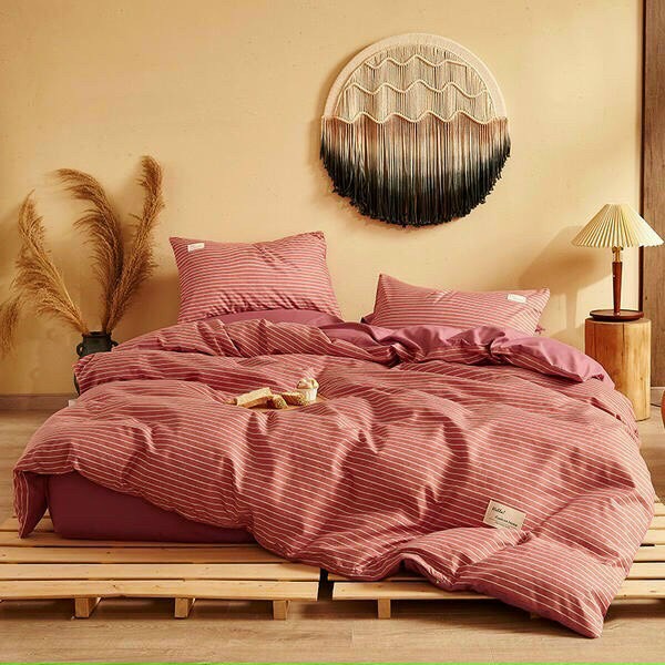 Bộ Chăn Ga Cotton Tici Cao Cấp Hàn Quốc , Họa Tiết Kẻ Decor Phòng Ngủ Cực Đẹp , By. C.A Decor Store