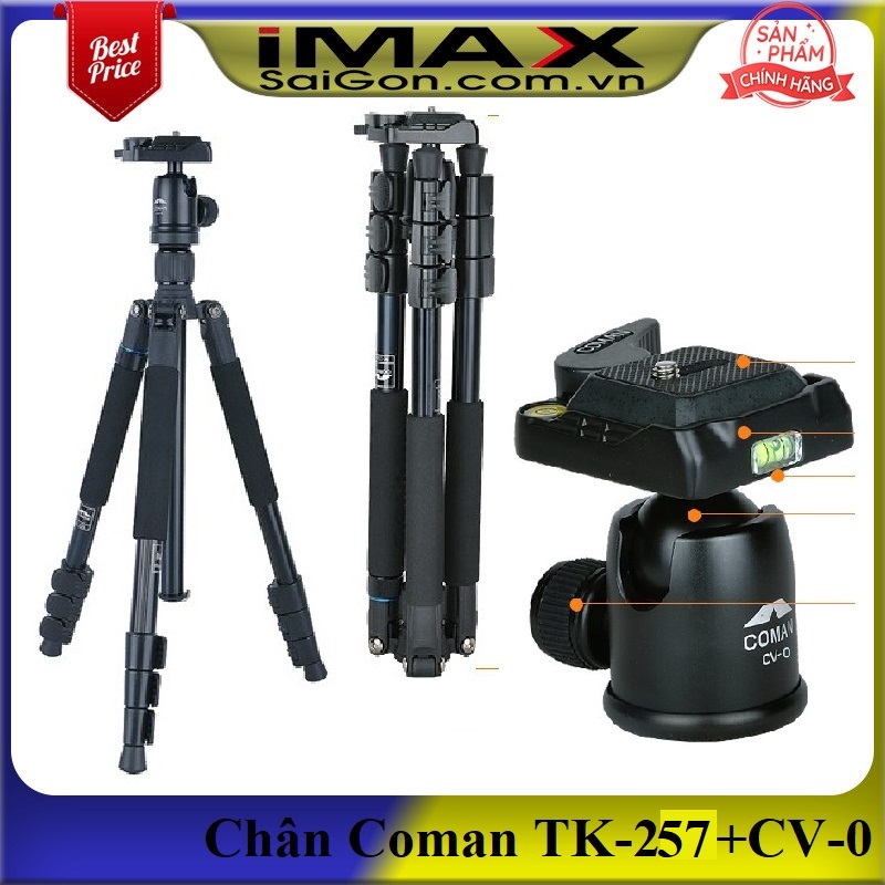 Chân máy ảnh tripod coman tk-257+cv-0