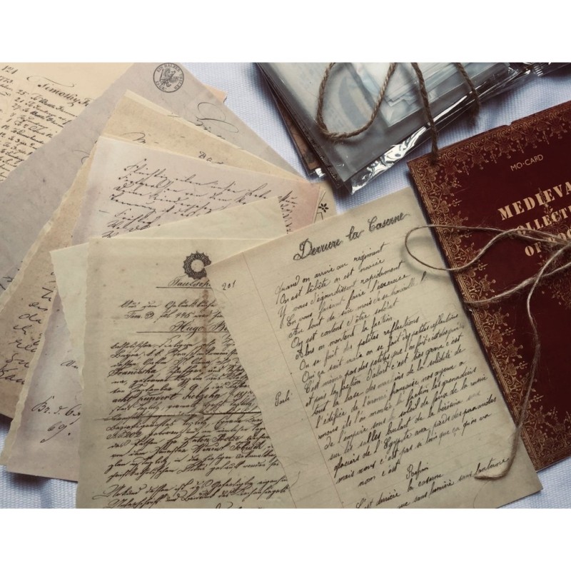 Set 10 Tấm Giấy Retro Manuscript Trang Trí Sổ Bullet Journal - Set Giấy Báo Cũ Vintage