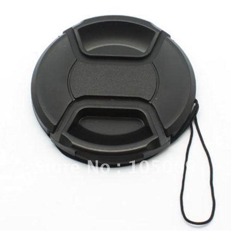 2pcs 40.5 49 52 55 58 62 67 72 77 82 mm Center Pinch Snap on Front Lens Cap cover protector for dslr camera Filters with Strap