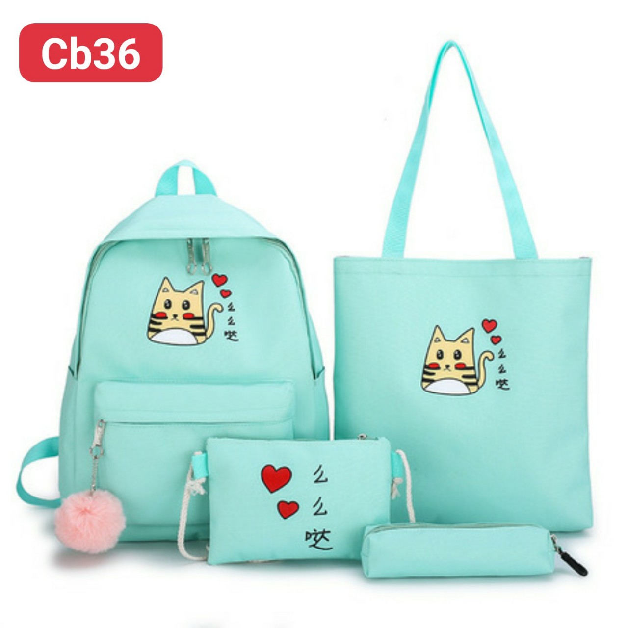 balo combo 4 món mèo trái tim cb36
