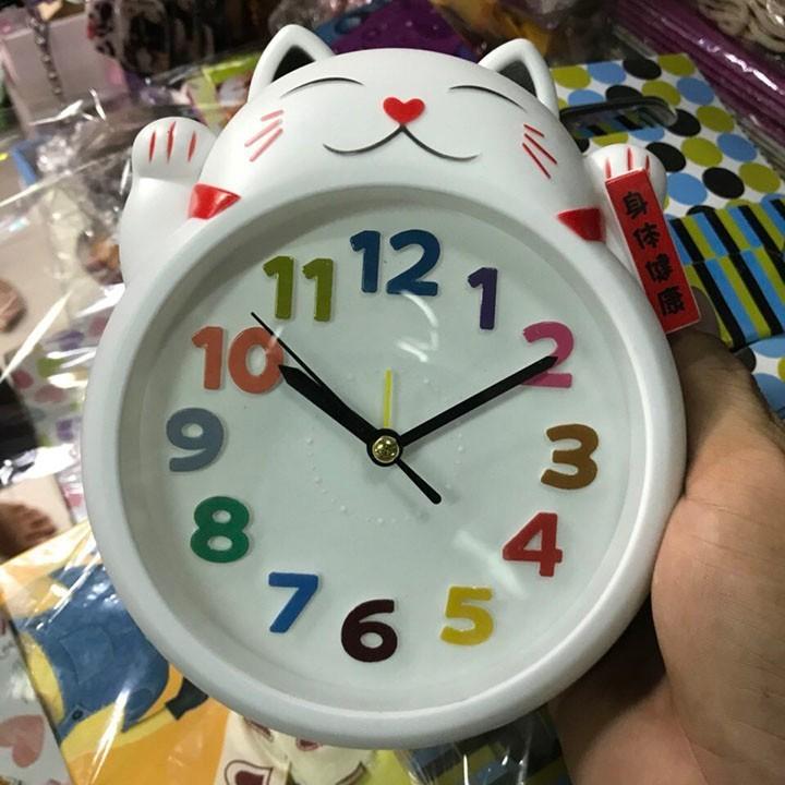 Đồng hồ để bàn hình mèo dễ thương (giao màu ngẫu nhiên)