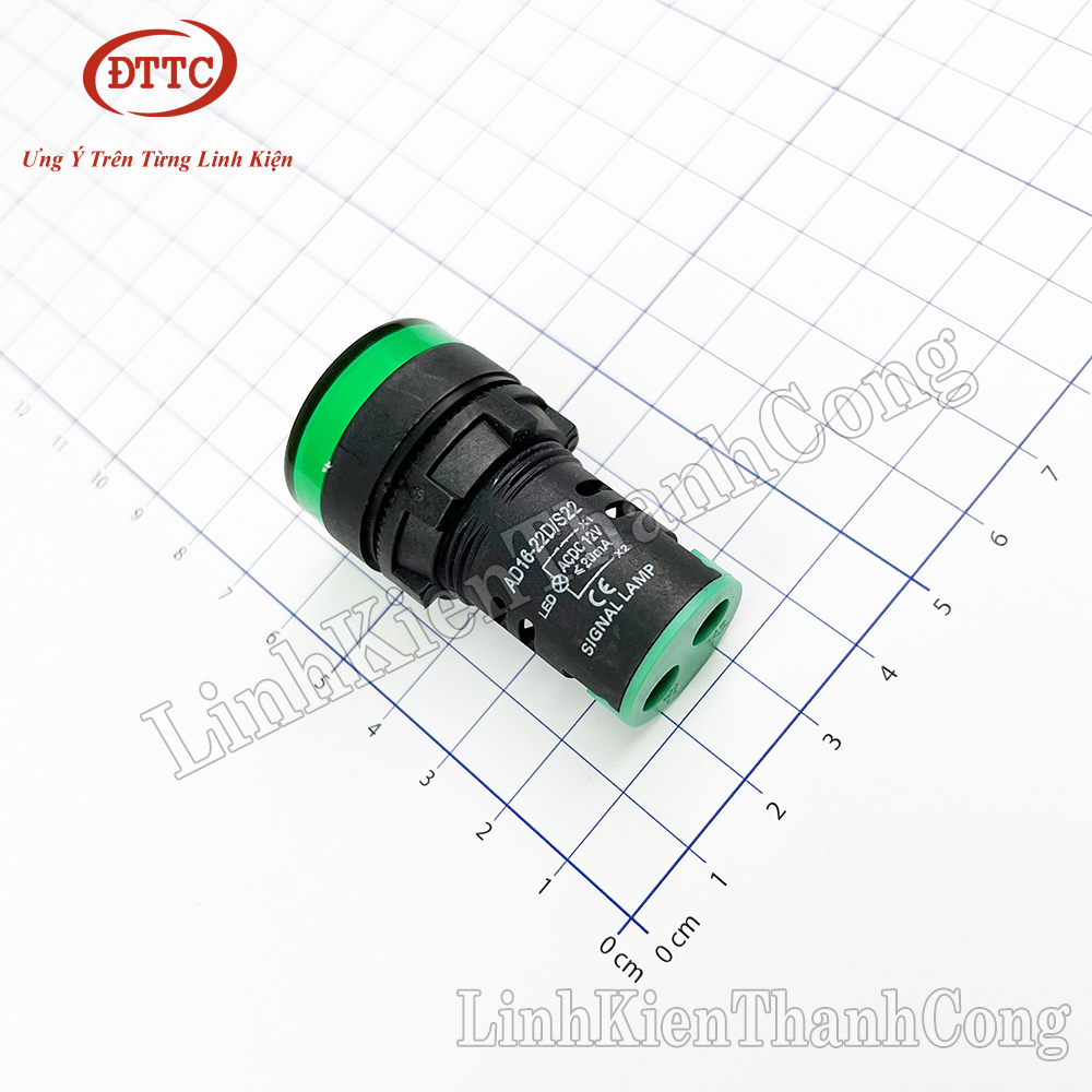 Đèn báo nguồn 12v ad16-22ds 22mm màu đỏ, màu xanh lá