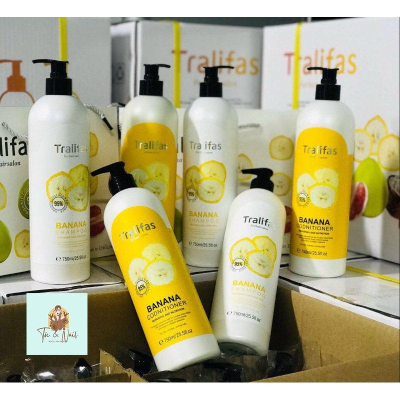 Bộ dầu gội xả Tralifas Banana (750ml)