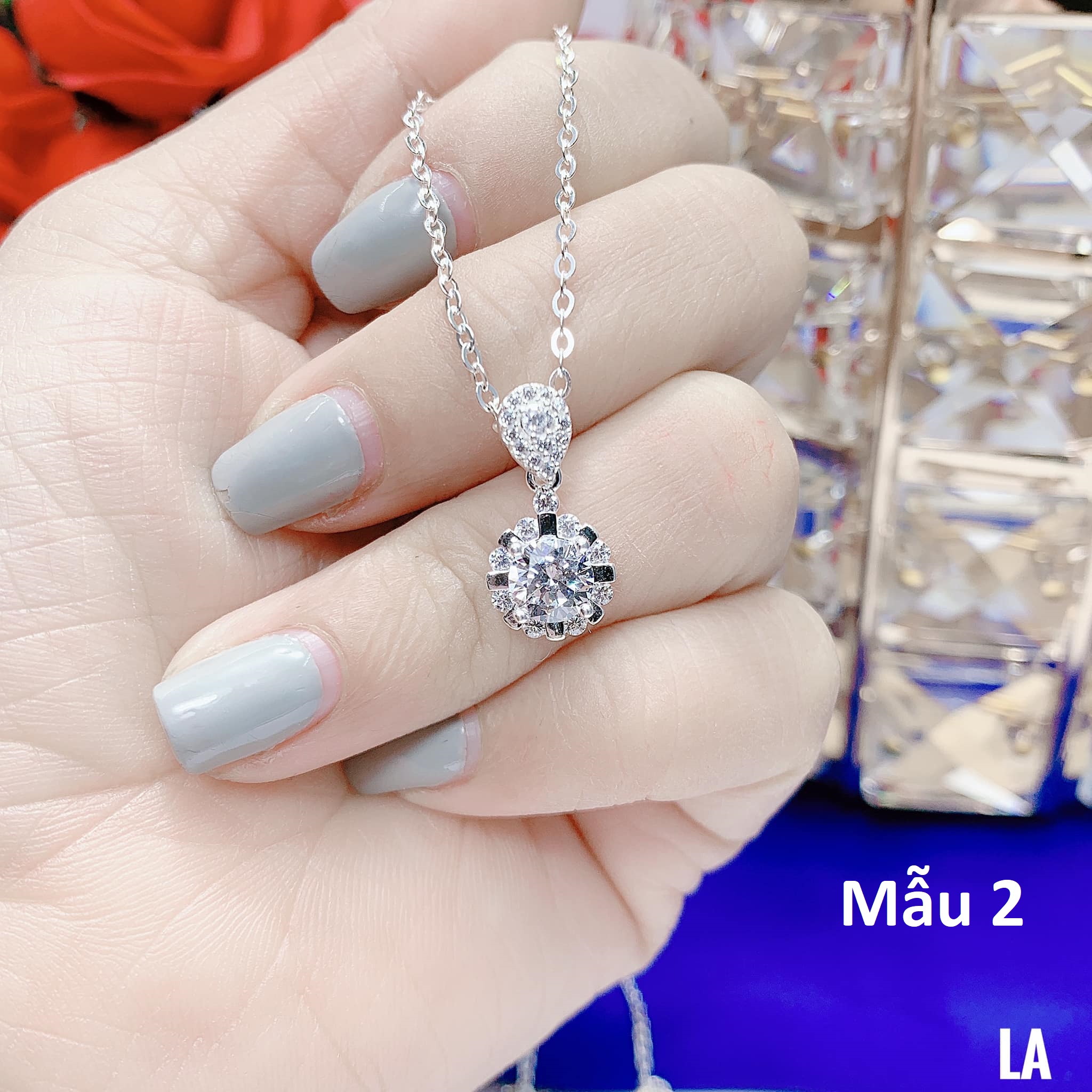 Dây chuyền nữ bạc ta mặt đá MS13d