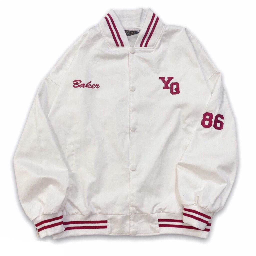 Áo khoác bomber unisex backer 86 - YQ- Áo bóng chày chữ và số thuê tay chất kaki 2 lớp dày dặn