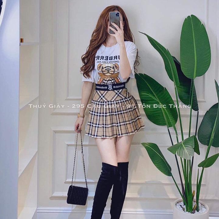 Sét Áo Chân Và Váy Kẻ Bbr