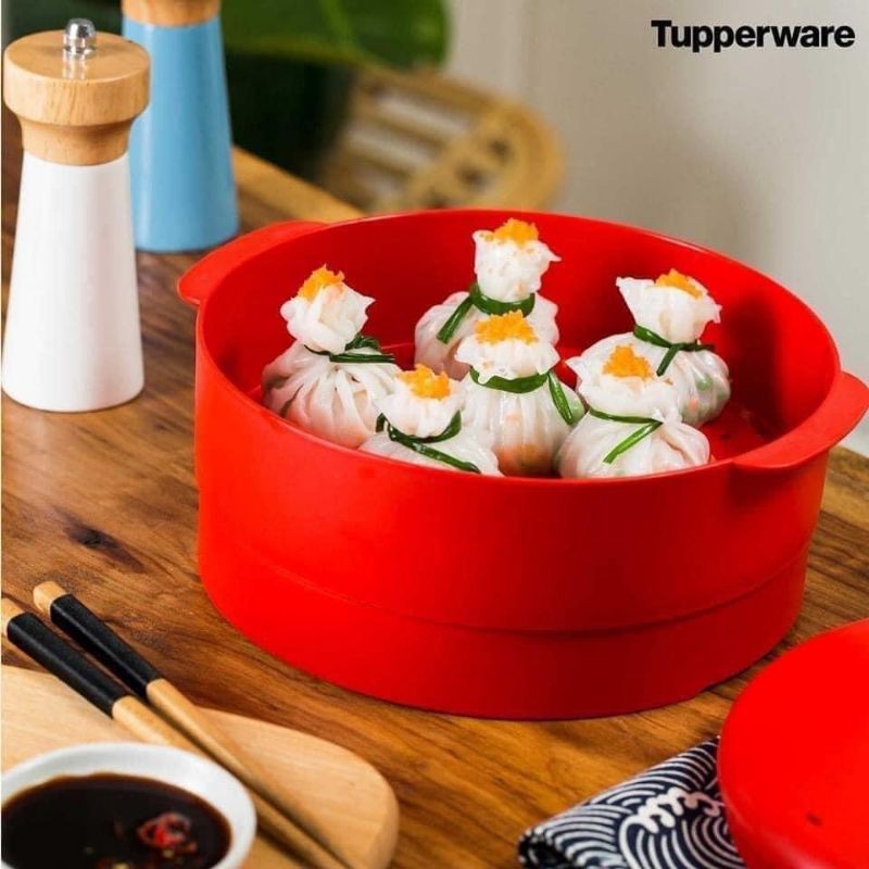 Xửng hấp 2 tầng Tupperware màu đỏ Steam it