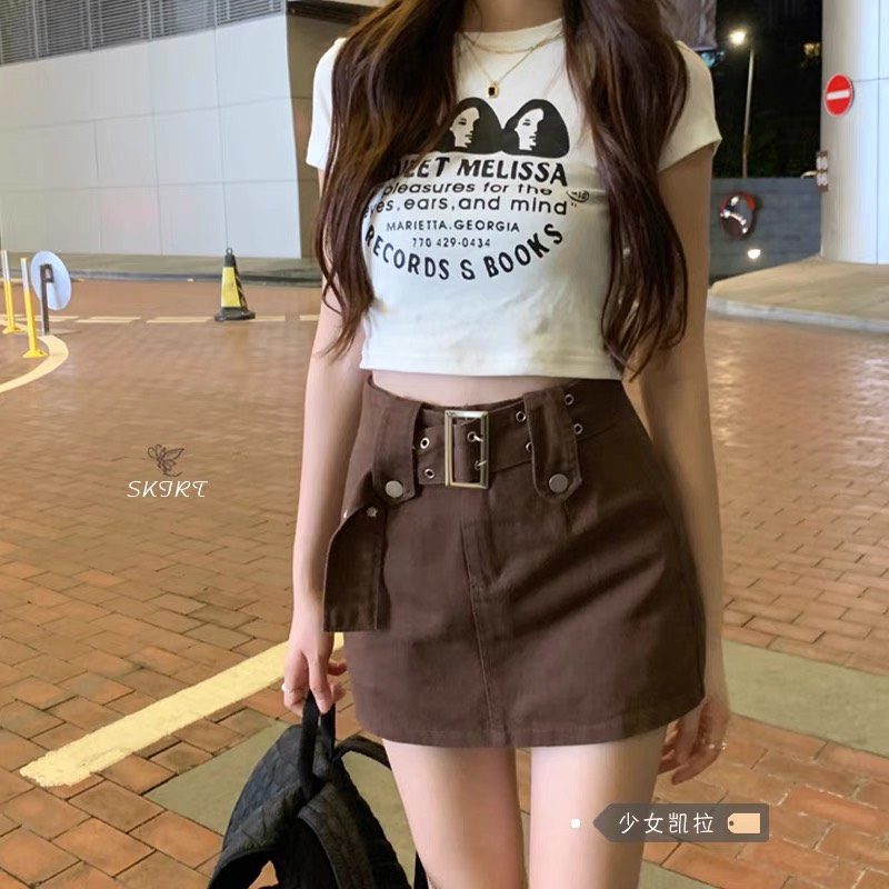 [Video] Chân váy jeans ngắn kèm đai Ulzzang