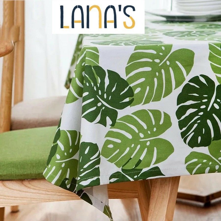 Khăn trải bàn xanh lá vải canvas handmade  - LBS