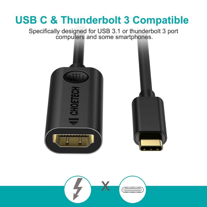 Hub chuyển đổi Choetech HUB-H04 từ Type C sang HDMI (âm)  (Hàng chính hãng)