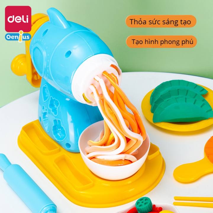 Bộ đồ chơi Đất nặn Deli - Máy làm Mì, Hamburger kèm dụng cụ và khuân - Màu tự nhiên, an toàn, không dính tay cho bé - Hình ảnh 6