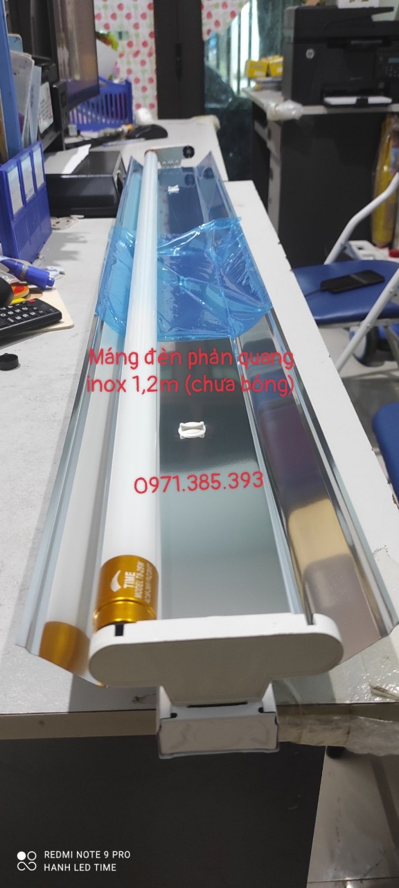 Máng đèn led- máng đèn đôi có choá phản quang inox 1,2m