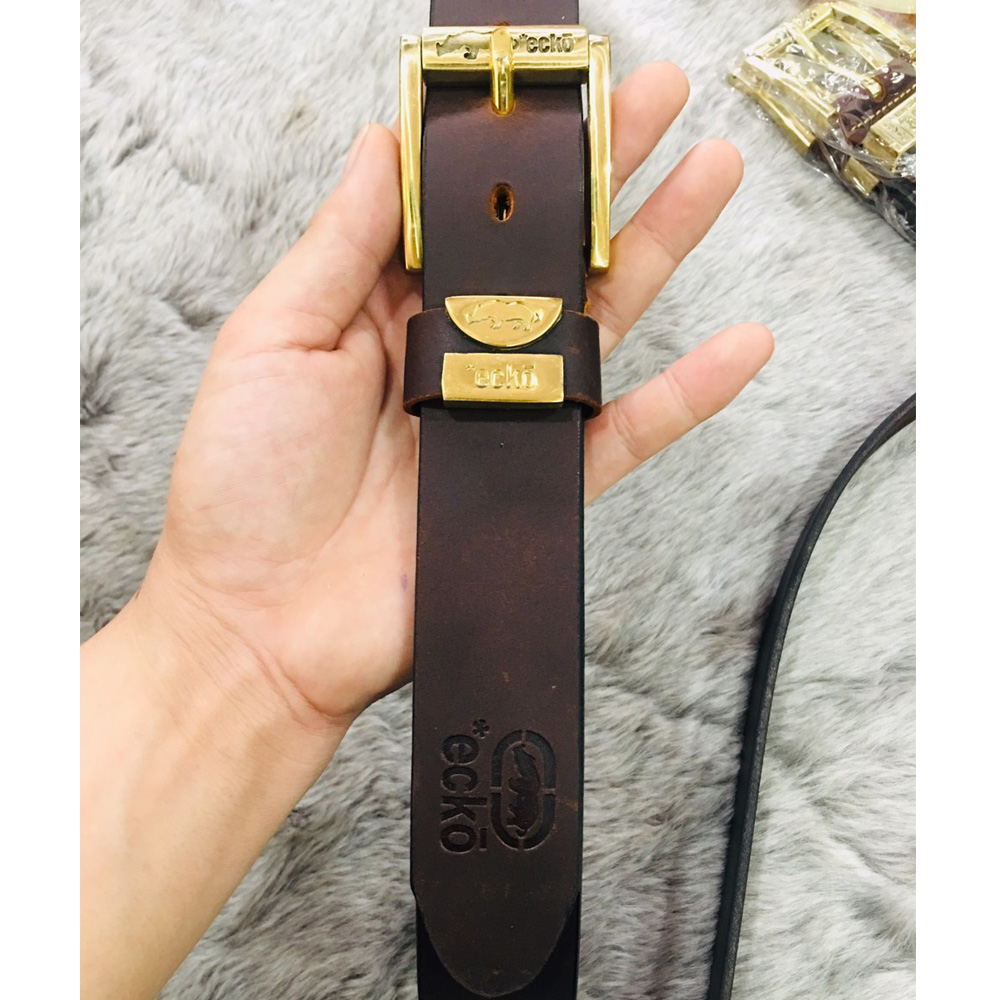 [HCM]Thắt lưng da bò sáp khóa đồng Ecko