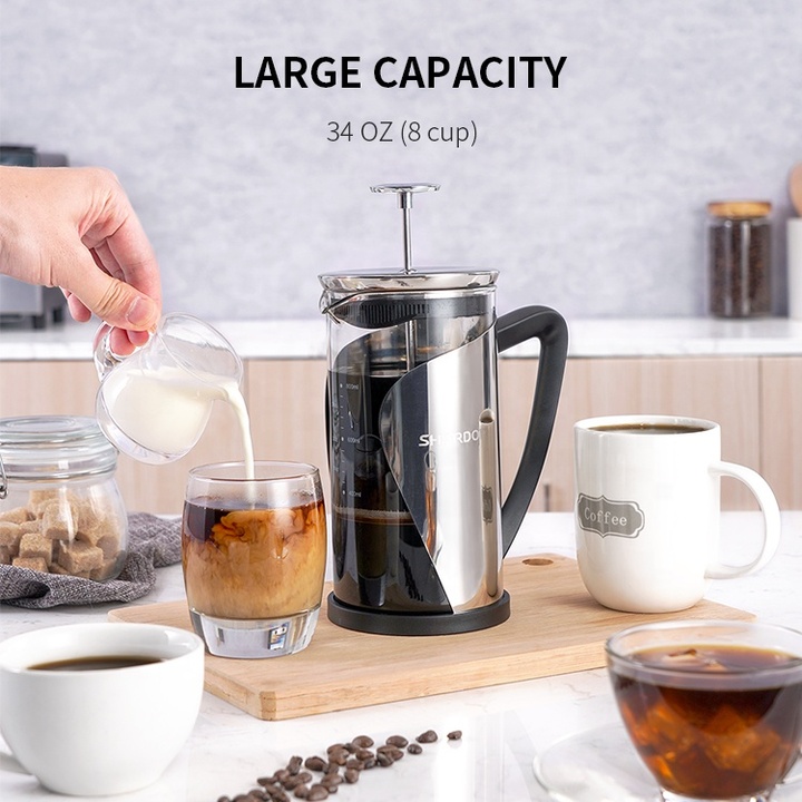 Bình pha cà phê kiểu Pháp French Press Shardor FP515S - Bảo hành 12 tháng