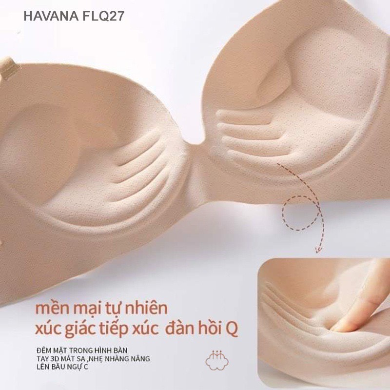 Áo lót nữ, áo ngực nữ đúc su trơn mềm mại không gọng đệm dày quả chéo nâng ngực bàn tay ôm nâng ngực tạo khe chống xệ S03 - Doris.Bra