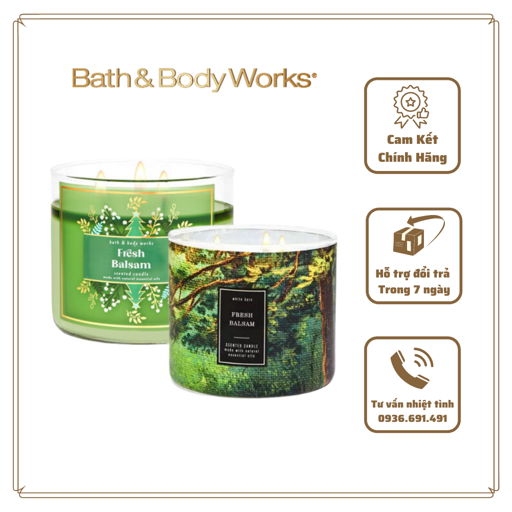 < BBW USA > Nến thơm Bath & Body Works FRESH BALSAM 3 bấc 411g