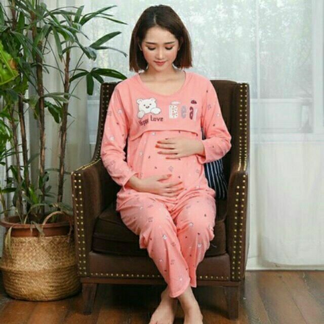 Đồ Bộ sau sinh hình gấu bear mở nắp cho bé bú