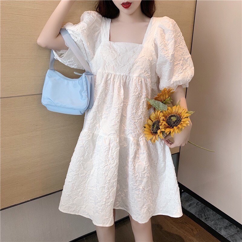 Đầm Babydoll Cổ Vuông Siêu Xinh (Video, Ảnh Thật)