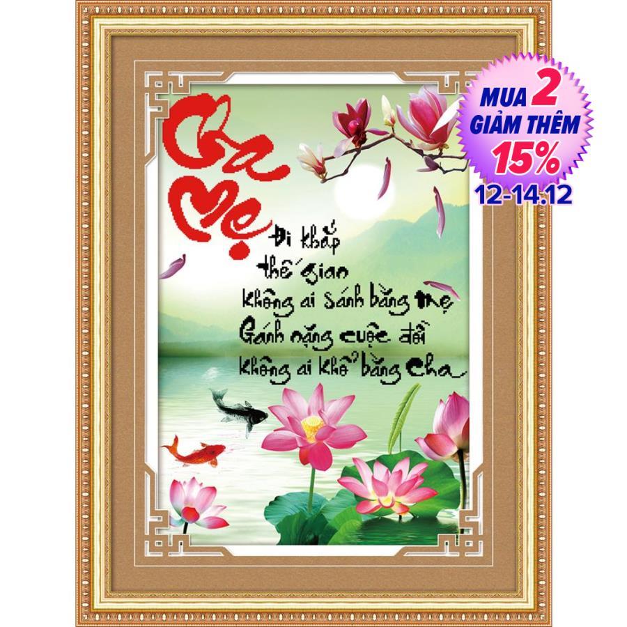 Tranh thêu chữ thập cha mẹ 223003