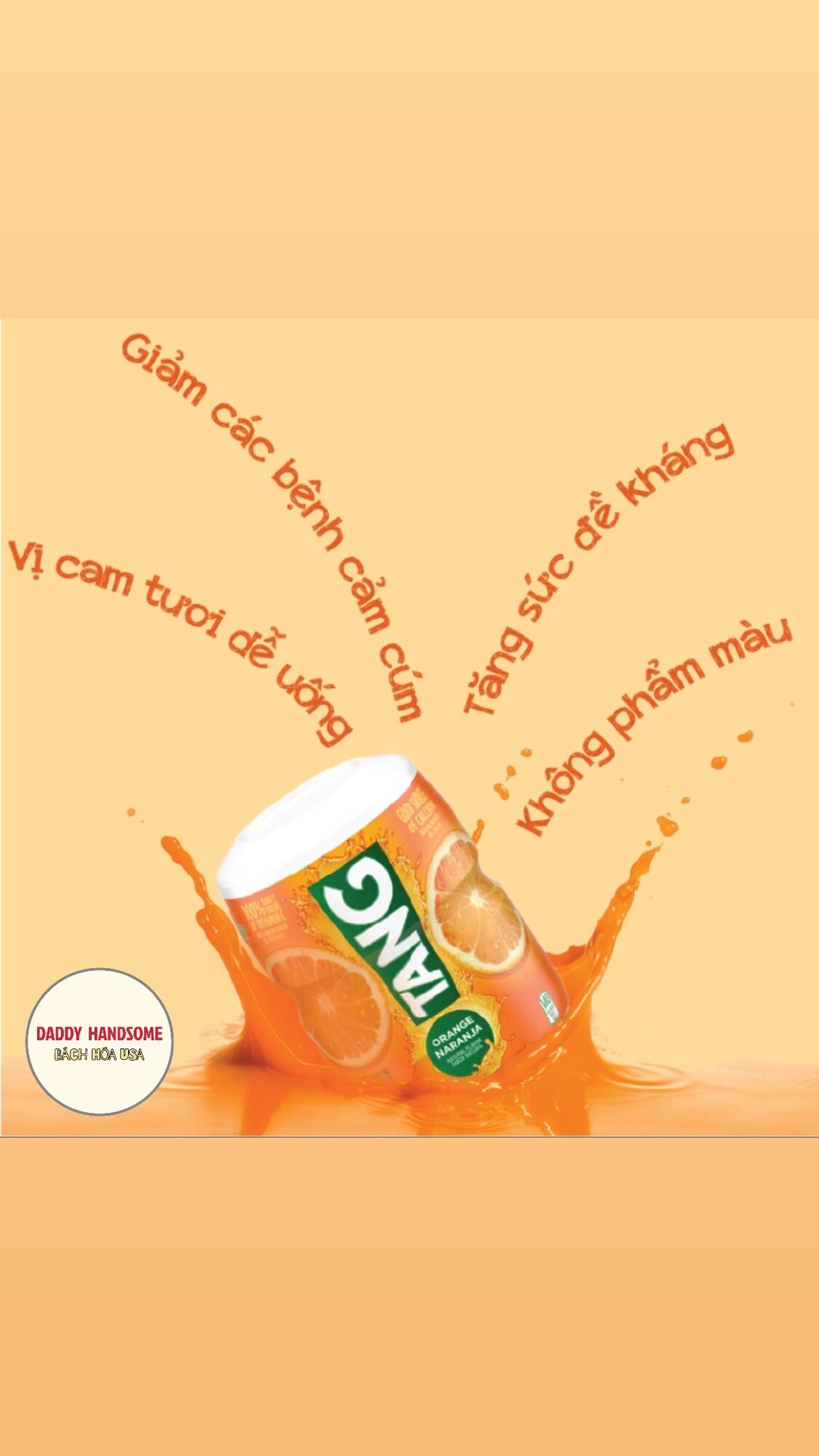 ( Thanh lý date 01/24 ) Bột Pha Nước Cam Tang Vitamin C Orange 566gram Hàng Mỹ