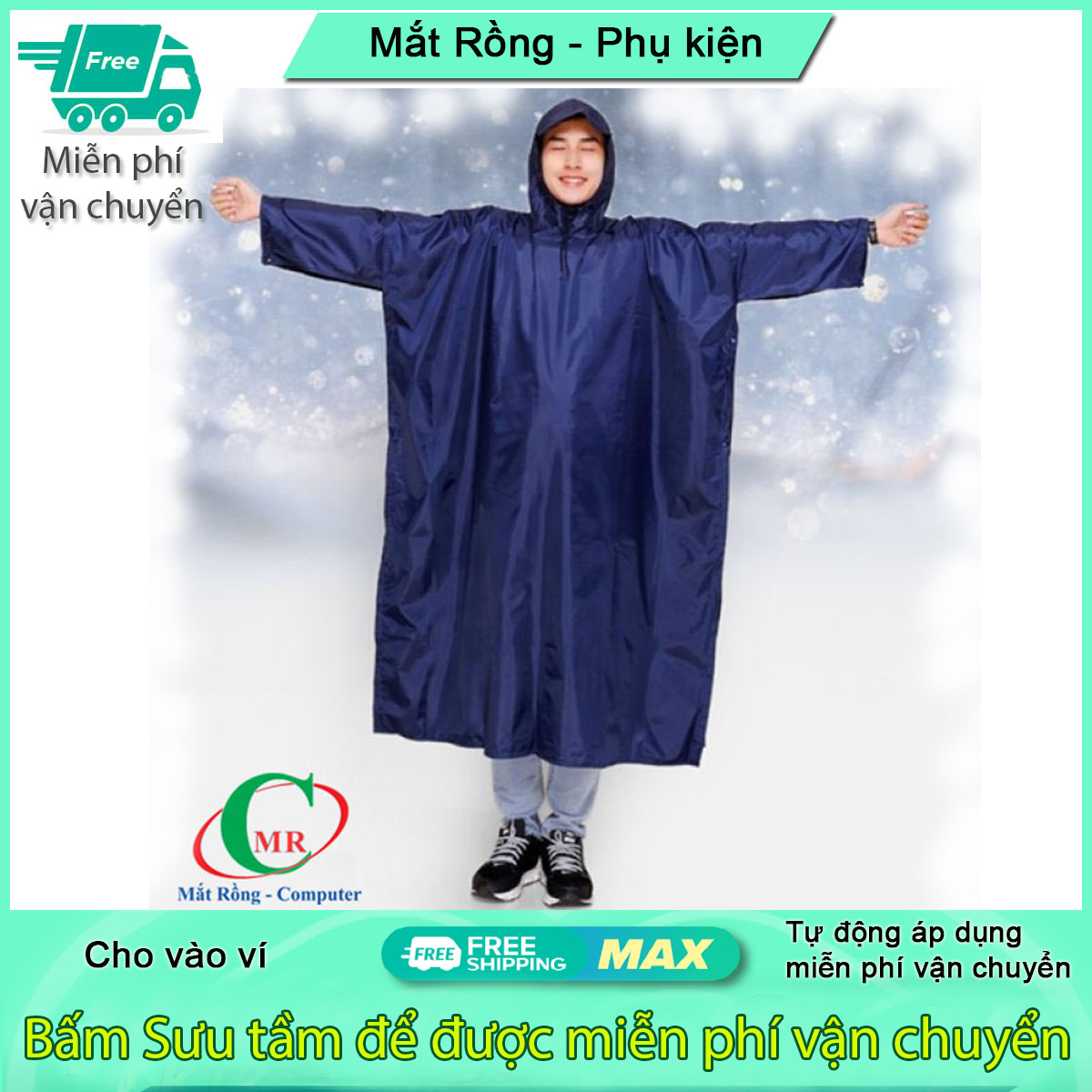 Áo mưa vải dù cánh dơi (xẻ tà) siêu bền