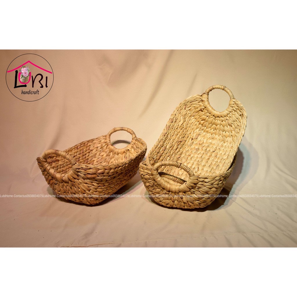 [Lubi Home] - Giỏ đựng đồ đan lục bình oval xinh xắn