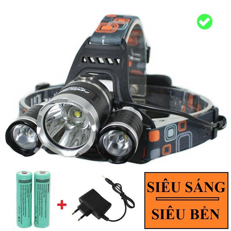 Đèn bin đội đầu đèn pin sạc đeo đầu đèn đeo trán siêu sáng đèn pin đội đầu chống nước. đèn pin đội đầu 3 bóng led cree t6 đèn đeo đầu 3 bóng công nghệ cực hot hiện nay - bảo hành 1 đổi 1 - tặng kèm 2 pin sạc