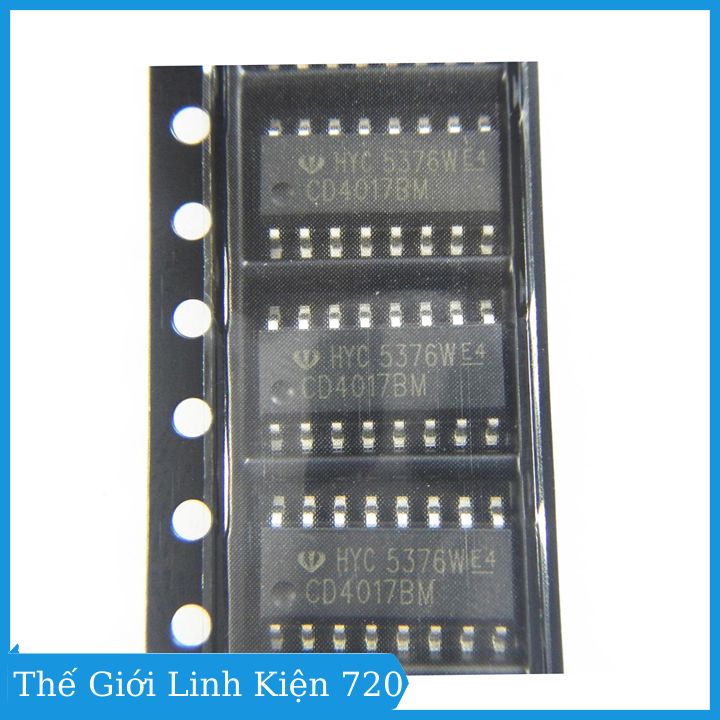 IC đếm thập phân CD4017 chân cắm DIP16 / chân dán SOP16