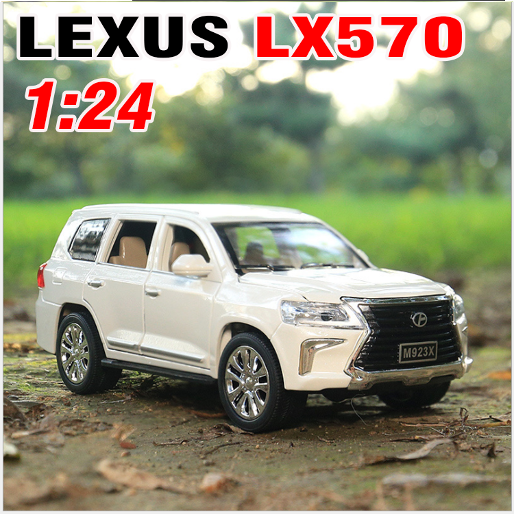 Xe ô tô LX570 tỉ lệ 1:24 mô hình bằng sắt mở các cửa có âm thanh và đèn đồ chơi trẻ em