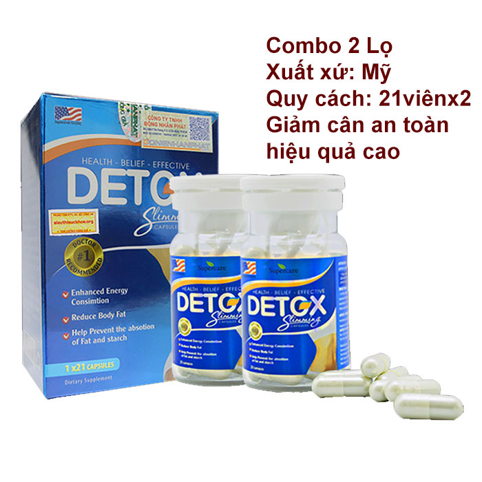 HCMLiệu trình 2 hộp Giảm Cân Của Mỹ Detox Slimming Capsules USA 21 viên x2