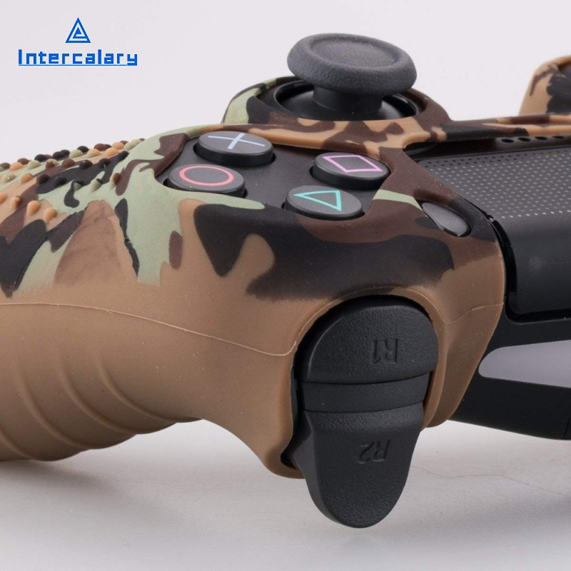 Ốp Ngụy Trang Da Gel Cao Su Silicon Chấm Bi Đính Graffiti Vỏ Bọc Điều Khiển PS4 Slim/Pro Dành Cho Dualshock4