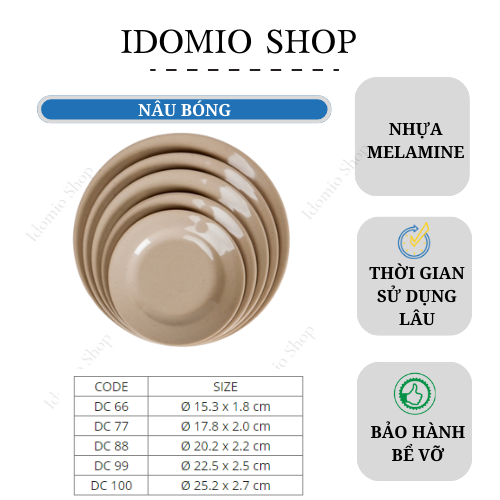 Dĩa Nhựa Melamine Màu Nâu