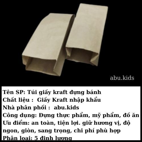 Túi giấy đựng bánh 100 chiếc - Túi giấy Kraft abu.kids