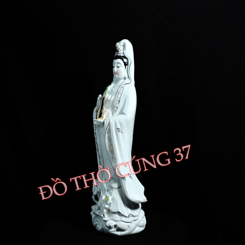 [ Cao 35cm , 40 cm ] TƯỢNG QUAN ÂM ĐỨNG ,  SỨ TRẮNG